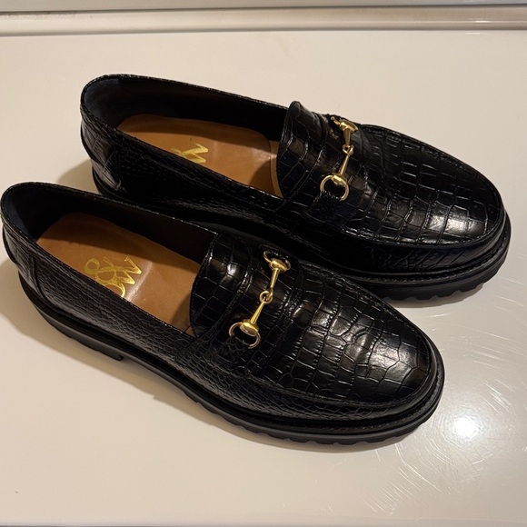 Blackstock & Weber Other - Blackstock & Weber Black Crocodile Textured Horsebit Loafers